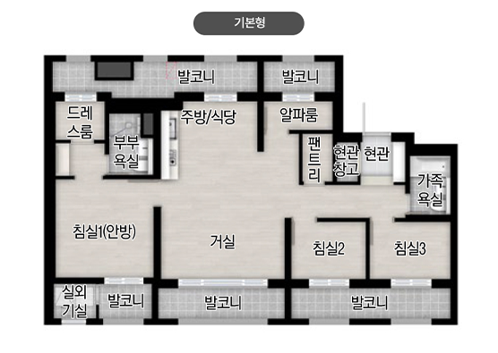 둔산 자이 아이파크 84타입 평면도